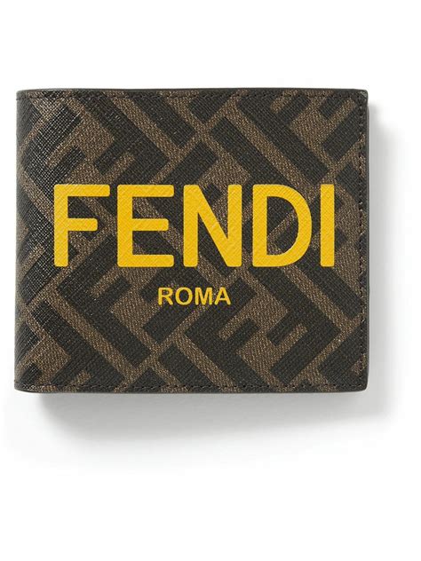 fendi logo bi-fold wallet|Fendi leather printed bifold wallet.